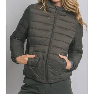NEW LOVE TREE hooded light puffer jacket in olive